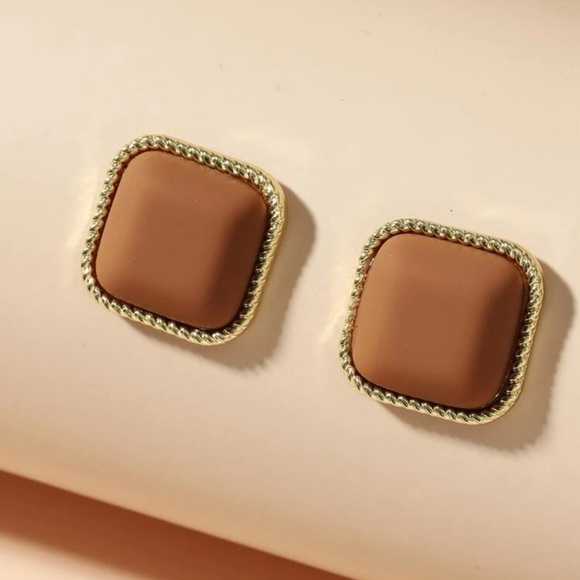 Square Stud Earrings - Picture 1 of 5